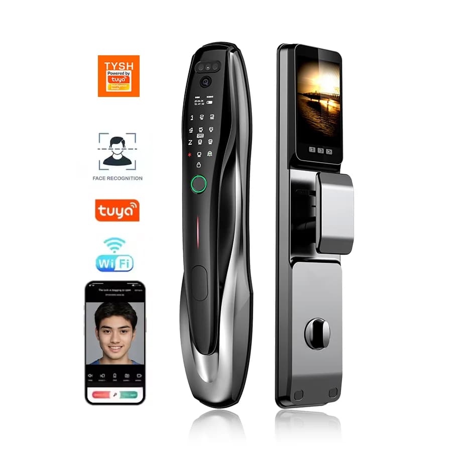 TYSH Tuya Sicurezza Impronte digitali Scheda NFC Sblocco Riconoscimento facciale Serratura per telecamera Smart Home per porta d'ingresso