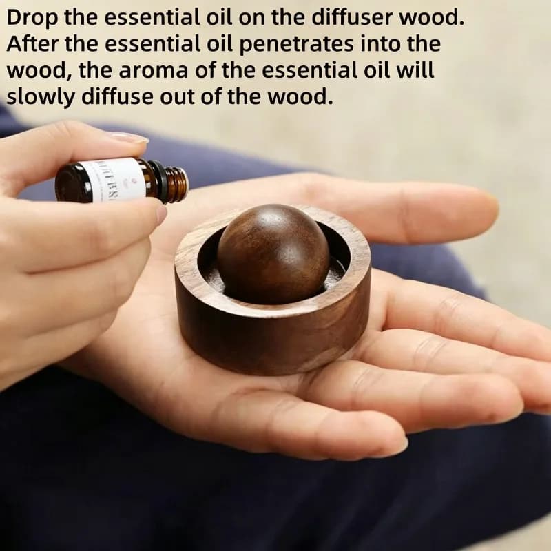 Diffusore di Oli Essenziali Sferico in Legno, Dispersione Naturale di Fragranze per Camera da Letto, Stanza, Auto e Arredamento Casa