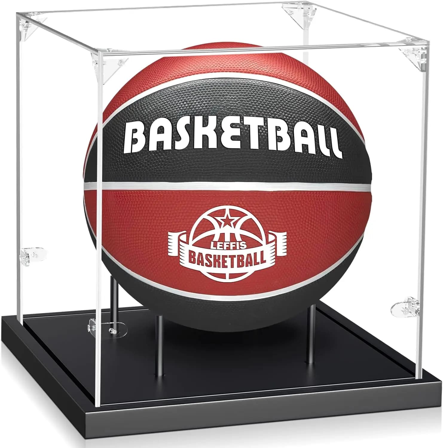 Basketball Showcase in Acrylic Protected by UV Rays with Base in Solid Wood for Memorabilia NBA and WNBA