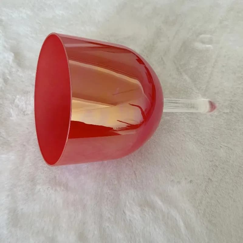 Red handle, cosmic quartz crystal singing bowl, Reiki energy chakra hand