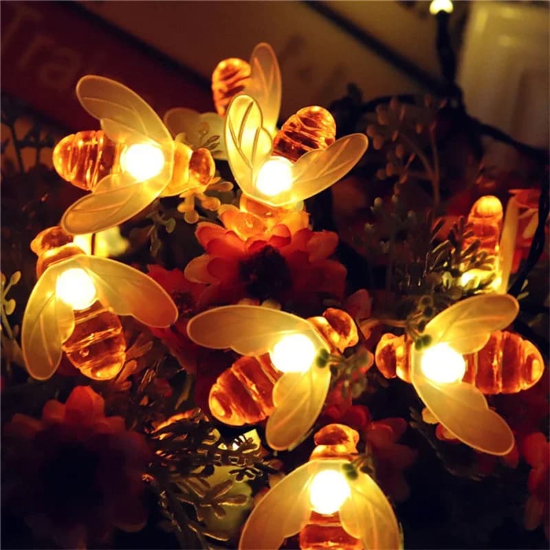 Fata LED Luci Solari Simpatiche api mellifere String Light 8 modalitàCostume per esterni Albero Parterre Decor
