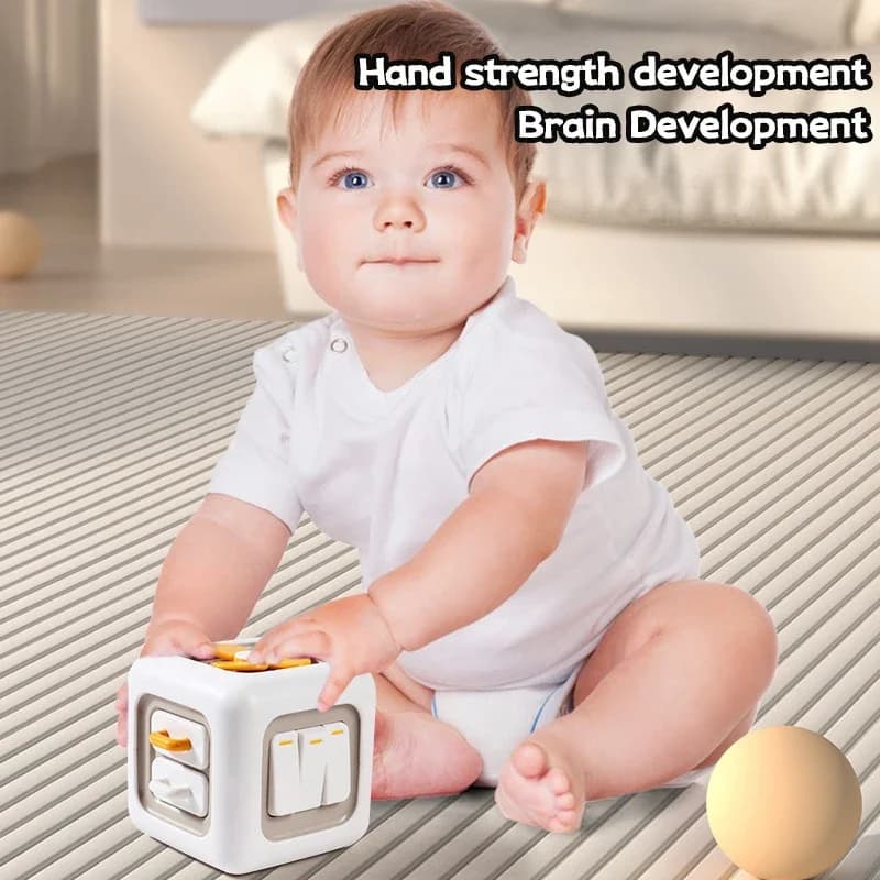 Giocattolo Educativo Montessori 6 in 1 Multifunzione, Cubo con Cassetti per Sviluppo Abilità, Gioco Sensoriale e Didattico per Bambini