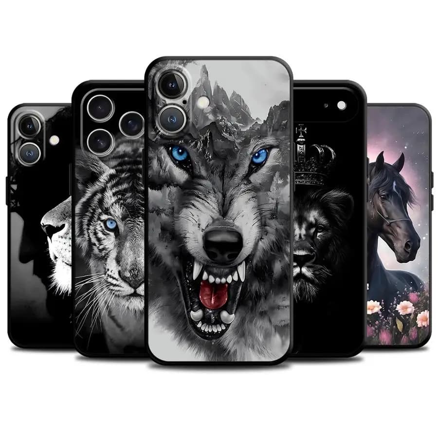 Animal Tiger Lion Funda Phone Cover Phone Case for Apple iPhone 17 Pro Max 12 15 Pro 7 8 16 14 13 17e Air 11 XR XS MAX