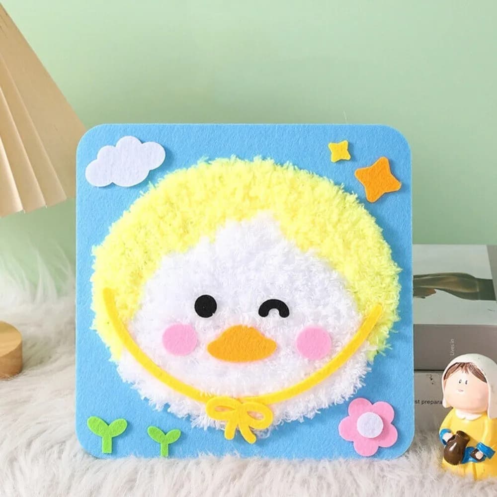 Kit di Cucito in Feltro con Ago e Filo, Set per Pittura e Ricamo Fai-da-Te, Artigianato Educativo con Adesivi di Animali Cartoon