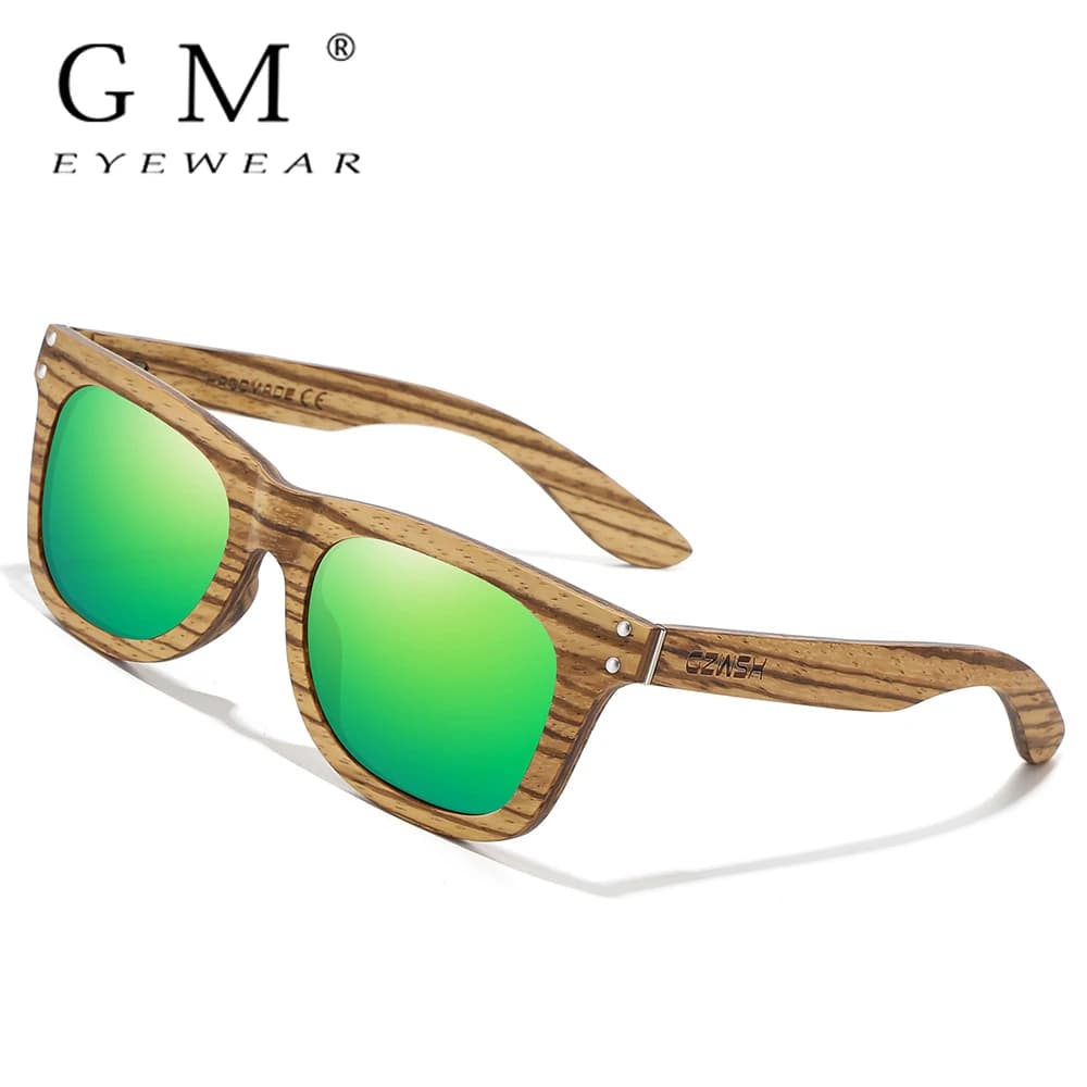 GM Men Occhiali da sole polarizzati in legno naturale zebrato Occhiali da sole fatti a mano e supporto DropShipping / Fornire immagini 8712