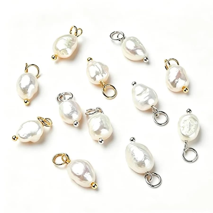 Quality Assurance Cultured Freshwater Pearl Charms 12Pcs 2 Styles Assorted Irregular Pearl Pendants with Jump Rings for Handmad