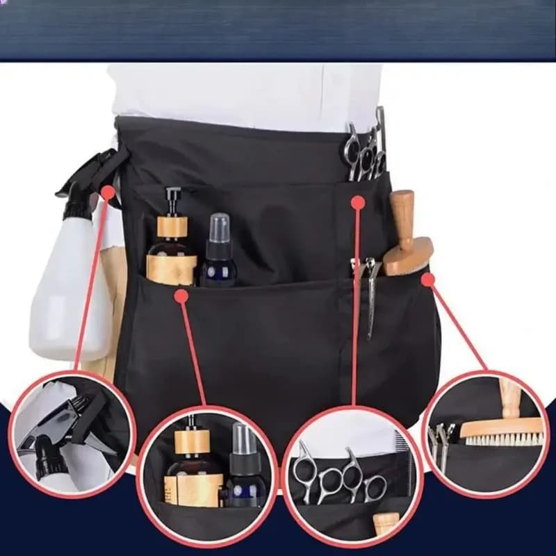 56*40 cm Parrucchiere Mezzo Grembiule con Cintura regolabile a 5 tasche Impermeabile Barbiere professionale Parrucchiere Strumenti Grembiule portaoggetti
