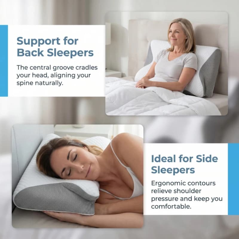 Cuscino cervicale ergonomico 2 in 1 in memory foam con supporto ortopedico per il collo e federa di ricambio (1 pezzo)