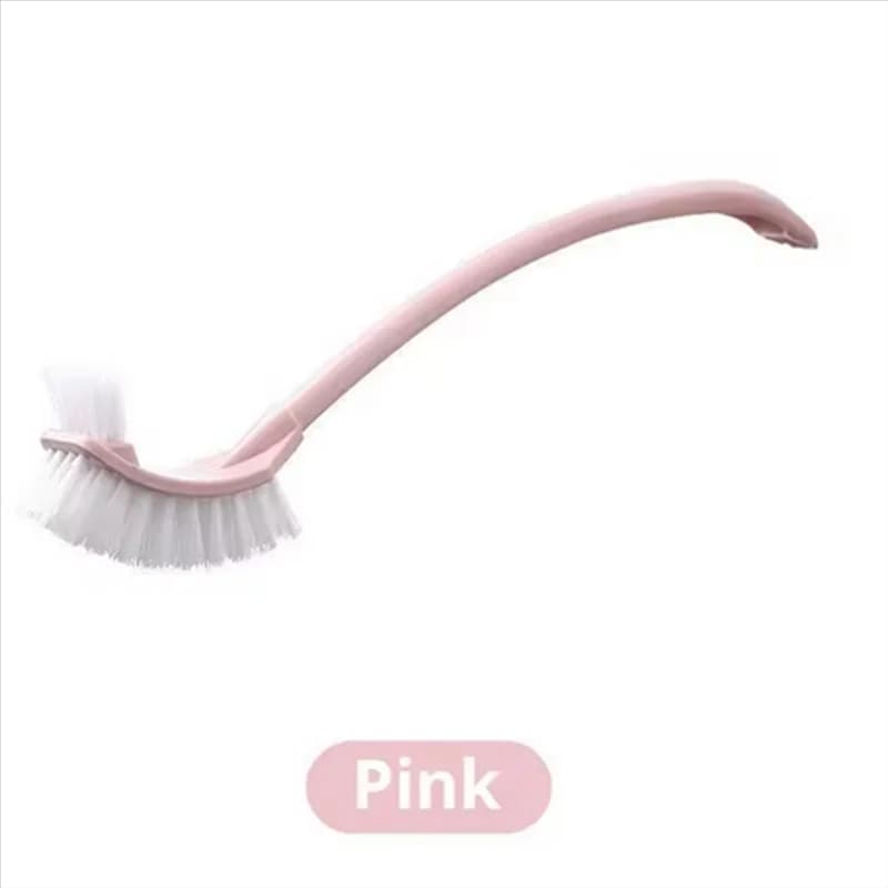 B97A-Double Head Clean Toilet Brush Bathroom Cleaning Soft Hair Plastic Curved Brush Blue
