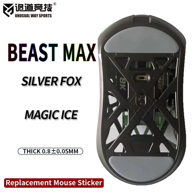 InsolitoWaySports Mouse Pattini Piedi WLmouse Beast X MAX Superficie ribaltabile PTFE Anti collasso Multistrato Magic Ice Silver Fox