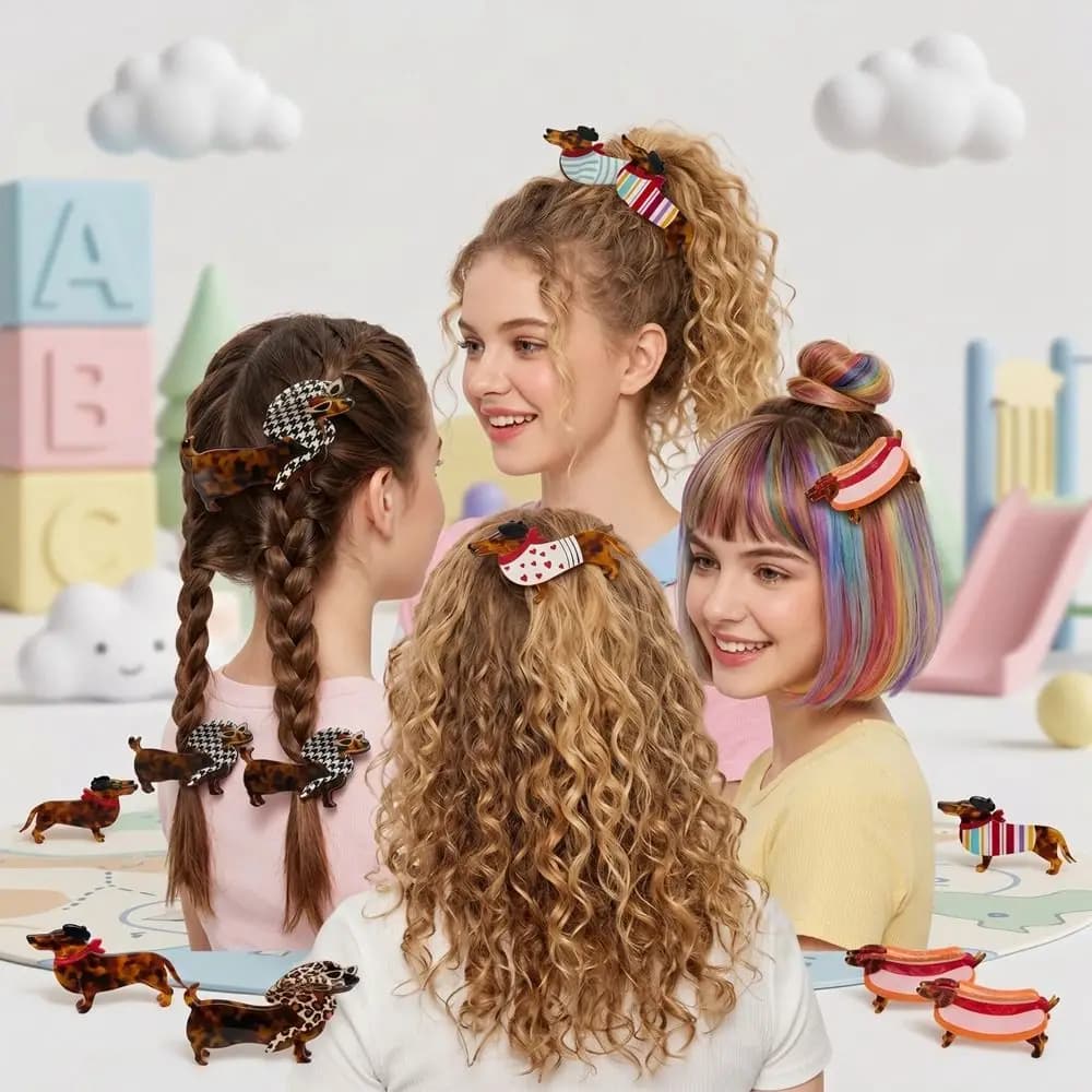 Creative Animals Dachshund Hair Claw Large Acetic Acid Sausage Dog Hair Clip Geometry Puppy Acetate Grab Clip Female
