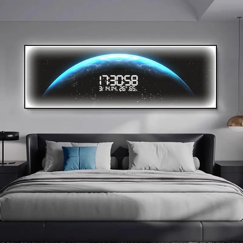 Quadro luminoso a LED di alta gamma Lunar Planet, orologio elettronico da parete, decorazione per soggiorno, lampadario luminoso.