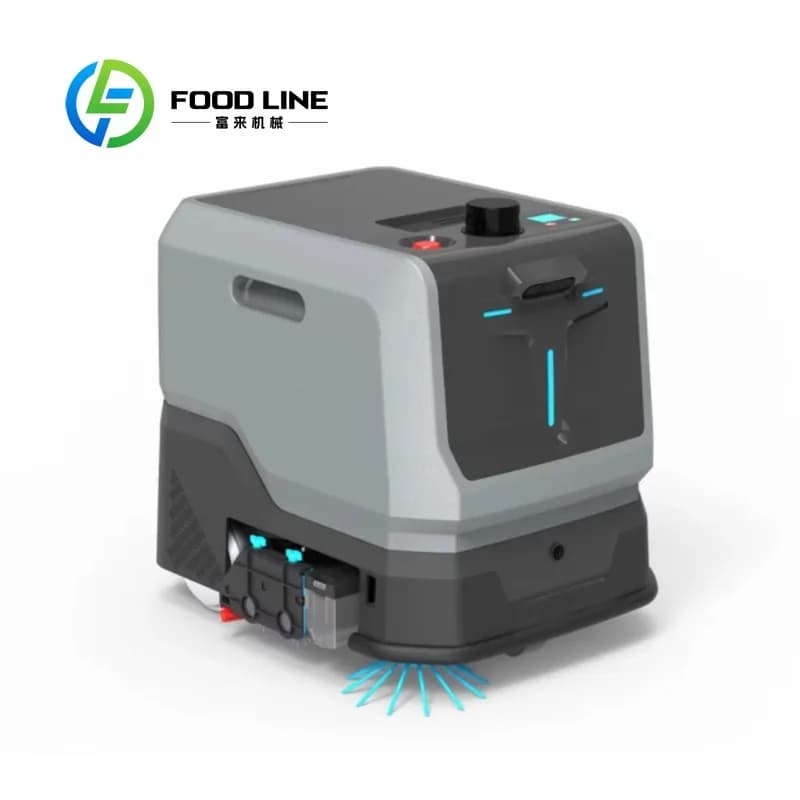 Macchina per aspirapolvere e scopa robot da pavimento AI commerciale piccola personalizzata, larghezza 350 mm, serbatoio dell'acqua da 10 litri, autopulente per la pulizia dell'ufficio dell'hotel