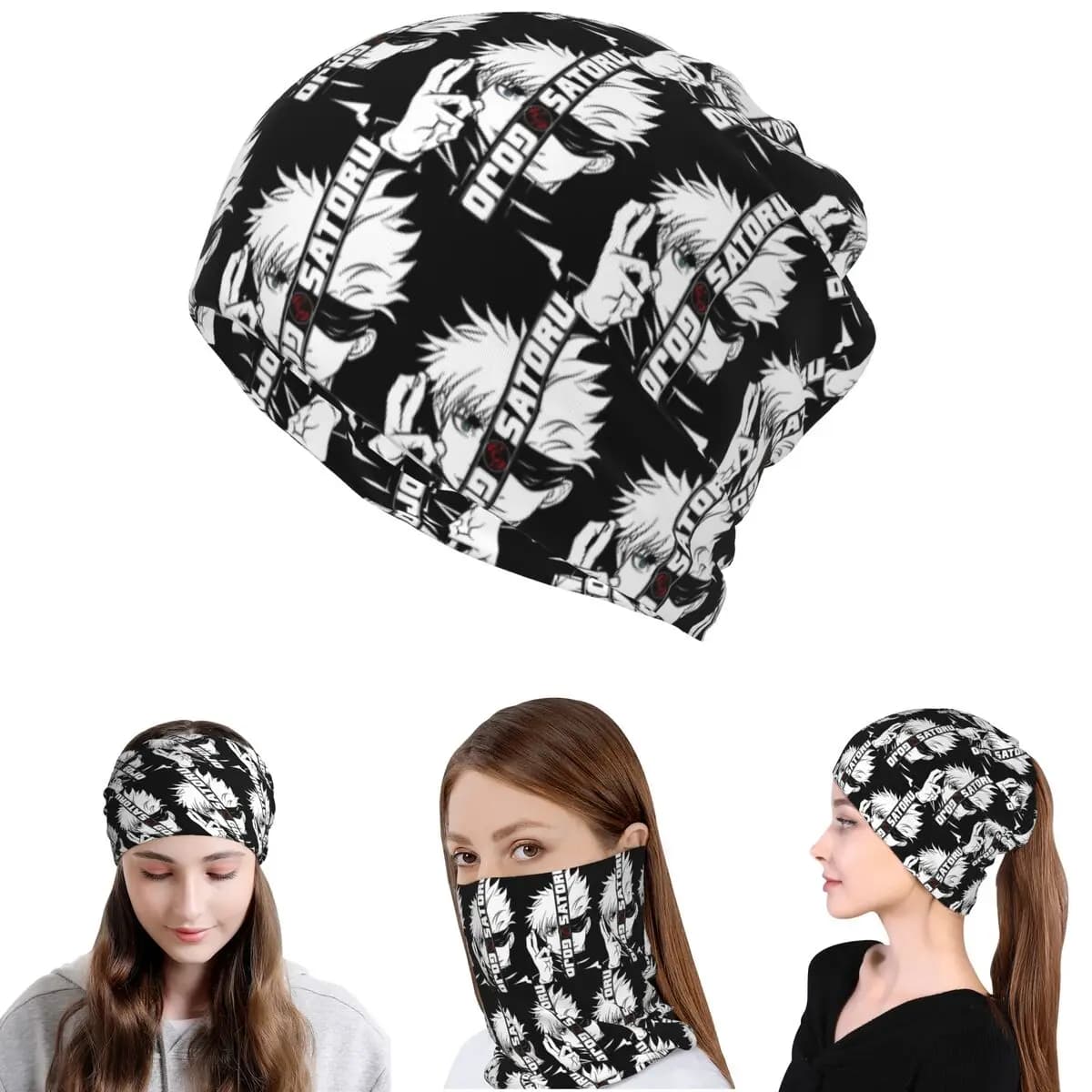 JJK Anime Gojo Satoru Jujutsu Kaisen Bandana Scaldacollo Maschera Sciarpa Calda Fascia per la Testa Berretto Cappello Antivento per Uomini Donne Adulti