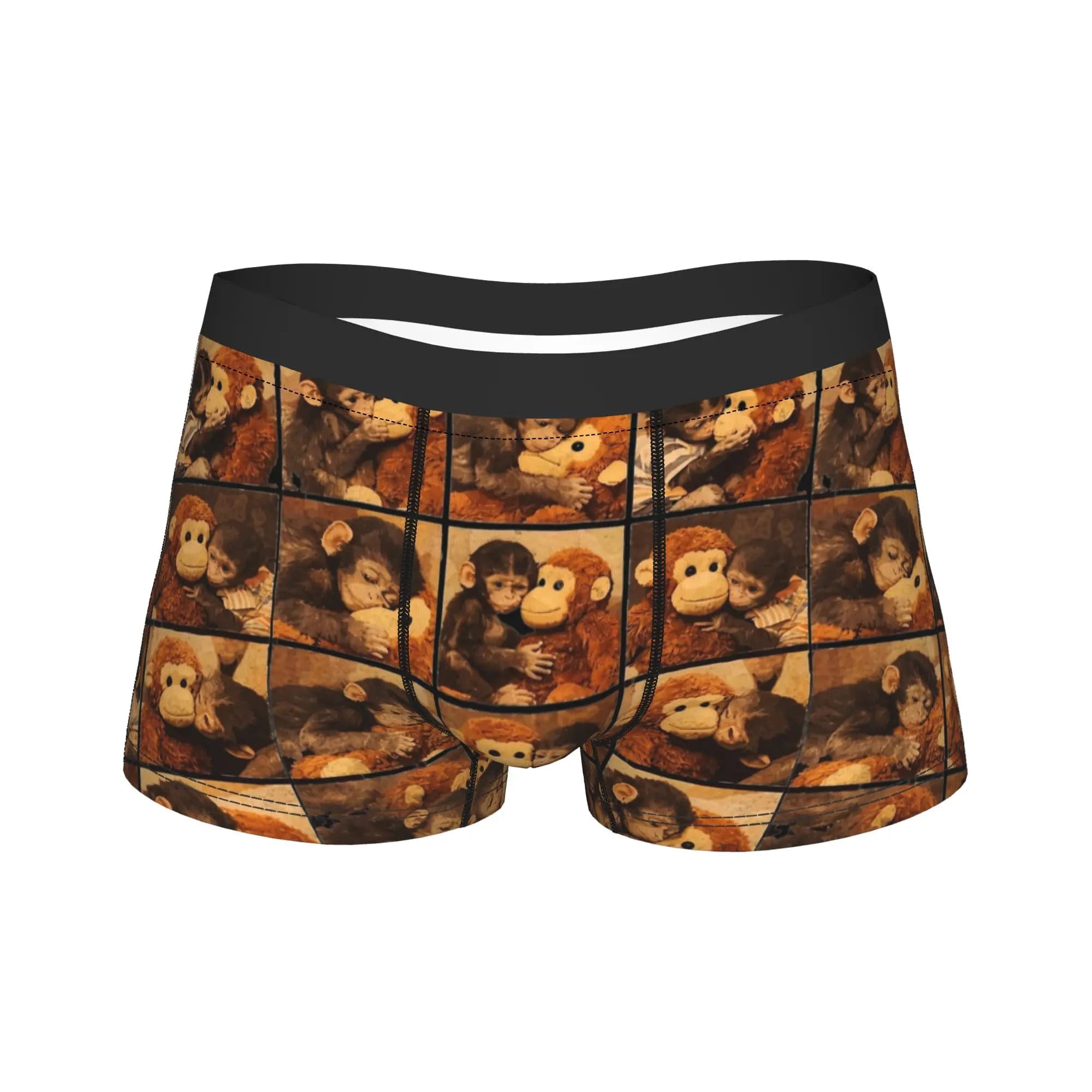 Boxer da uomo divertenti con stampa scimmia e peluche, regalo divertente