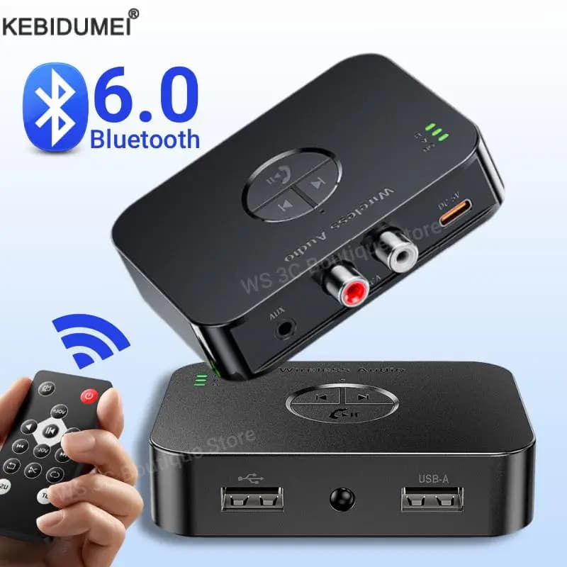 Bluetooth 6.0 AUX 3.5 mm RCA optical jack U-disk support Wireless audio adapter TV remote speaker PC speaker