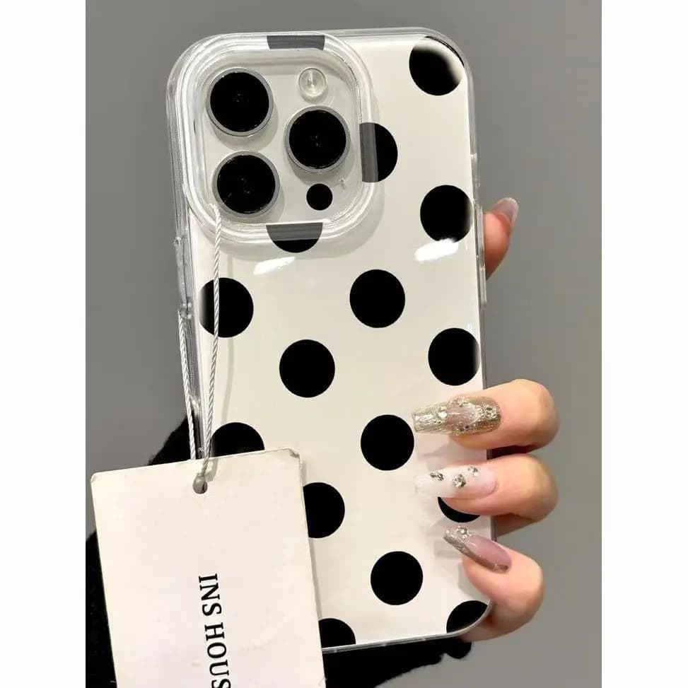 Custodia Morbida Trendy Stile Ins Estivo Coreano Semplice Personalizzata con Punti a Onda per iPhone 16 15 14 13 12 Pro Max