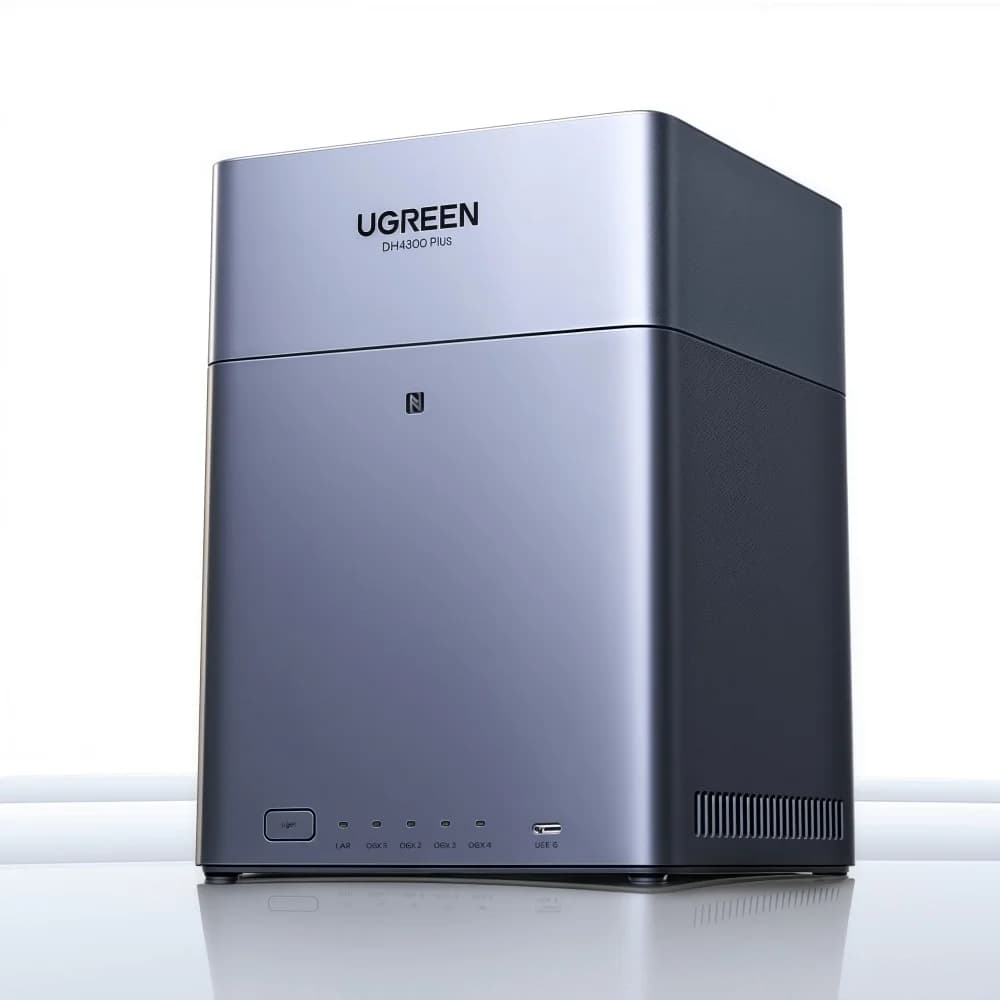 UGREEN DH4300 Plus Home NAS AI Rockchip Octa Core A55-A76 8GB LPDDR4X 4 Bay SATA HDD SSD NFC RJ45 2.5GbE Networking Storage