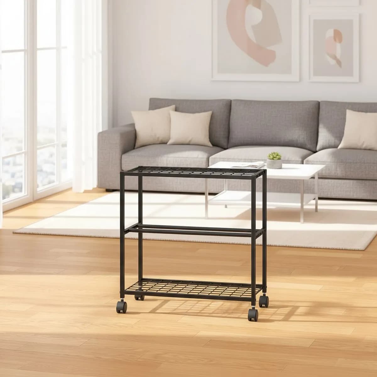 Dumbbell Weight Rack Yoga Mat Holder Home Gym Exercise Equipment Organizer with Wheels
