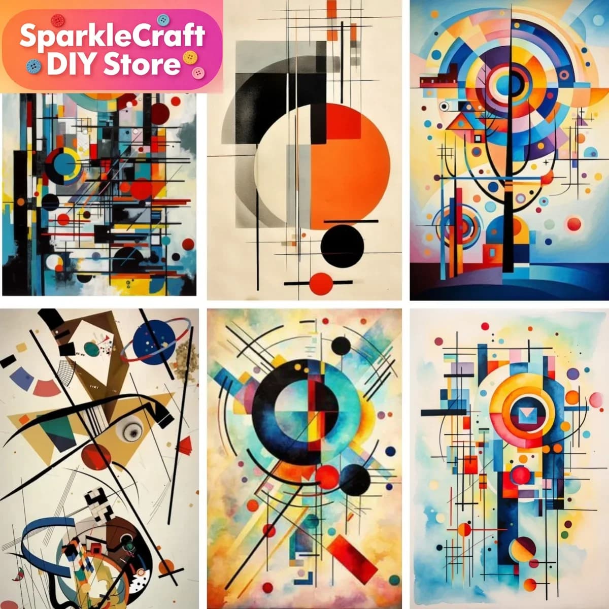 1pc frameless Diamond Painting Full Drill Western Abstraction Art Wassily Kandinsky Poster Rhinestones Mosaic Embroidery Living