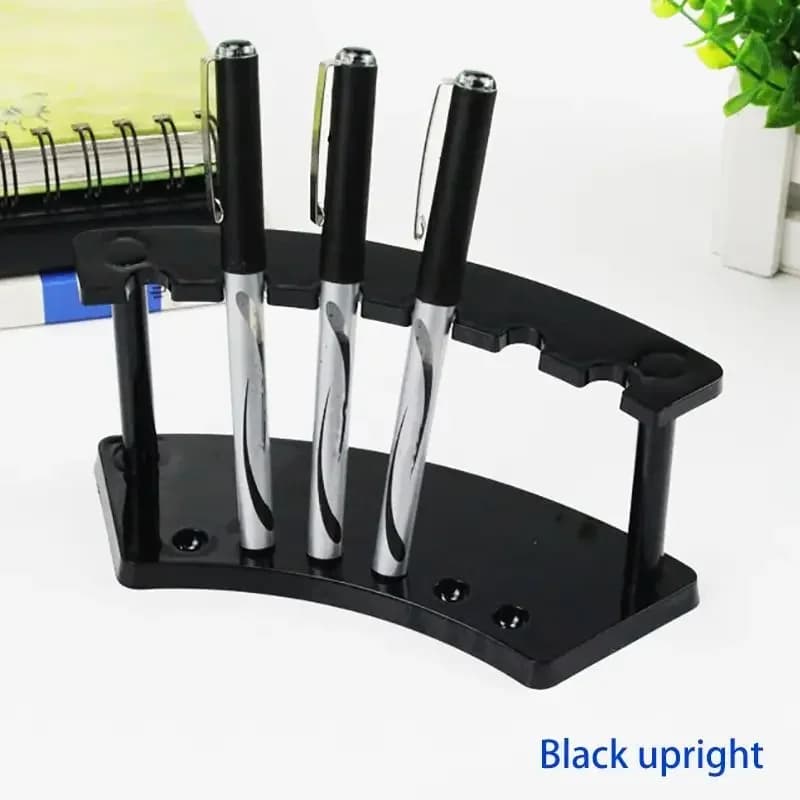 Supporto per espositore per penne in plastica a 6 slot Supporto per penne nero trasparente Organizzatore da scrivania Supporto per penne erette per forniture per desktop da ufficio
