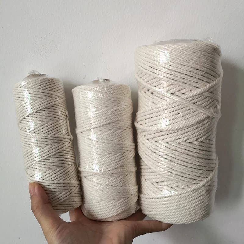 100M 3mm 4mm 2mm Macrame Corda di cotone Cavo intrecciato per corda beige fatta a mano fai da te Accessori per la casa regalo di nozze A6