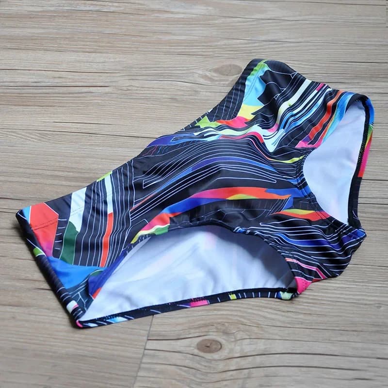 Nuovo Costume da Bagno Traspirante da Uomo con Stampa Geometrica, Slip da Bagno Sexy con Imbottitura a Sacchetto e Push-Up, per Uomo Gay