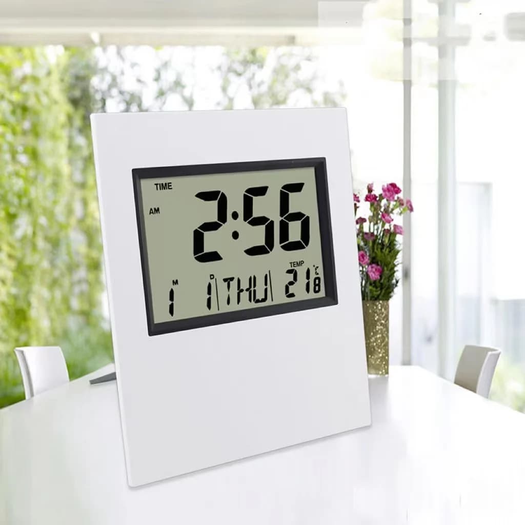 Wall clock digital calendar of large numbers data Day & Temperature Display Home Decor Modern Big On the Wall desk battery powered