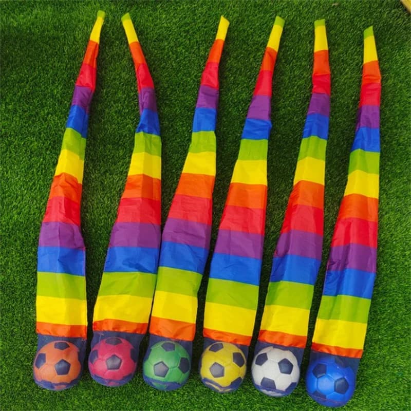 Hand throw ball for kindergarten, soccer, rainbow ball, fun toy, ribbon, soft ball, children's toy, training, physical fitness, outdoor scene objects