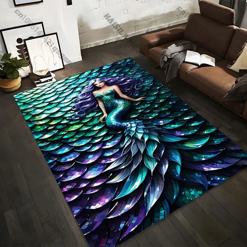 Carpets Printed with Scene Fantastic Sirene Underwater in 21 Measures, Adult Yoga Mats, Custom Living Room Decoration