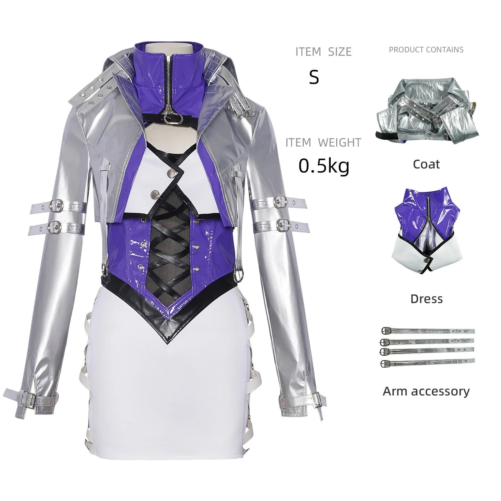 Battle Royale Game Character Cosplay Costume Purple Punk Outfit Full Set Fighting Game Convention Roleplay Halloween Costume
