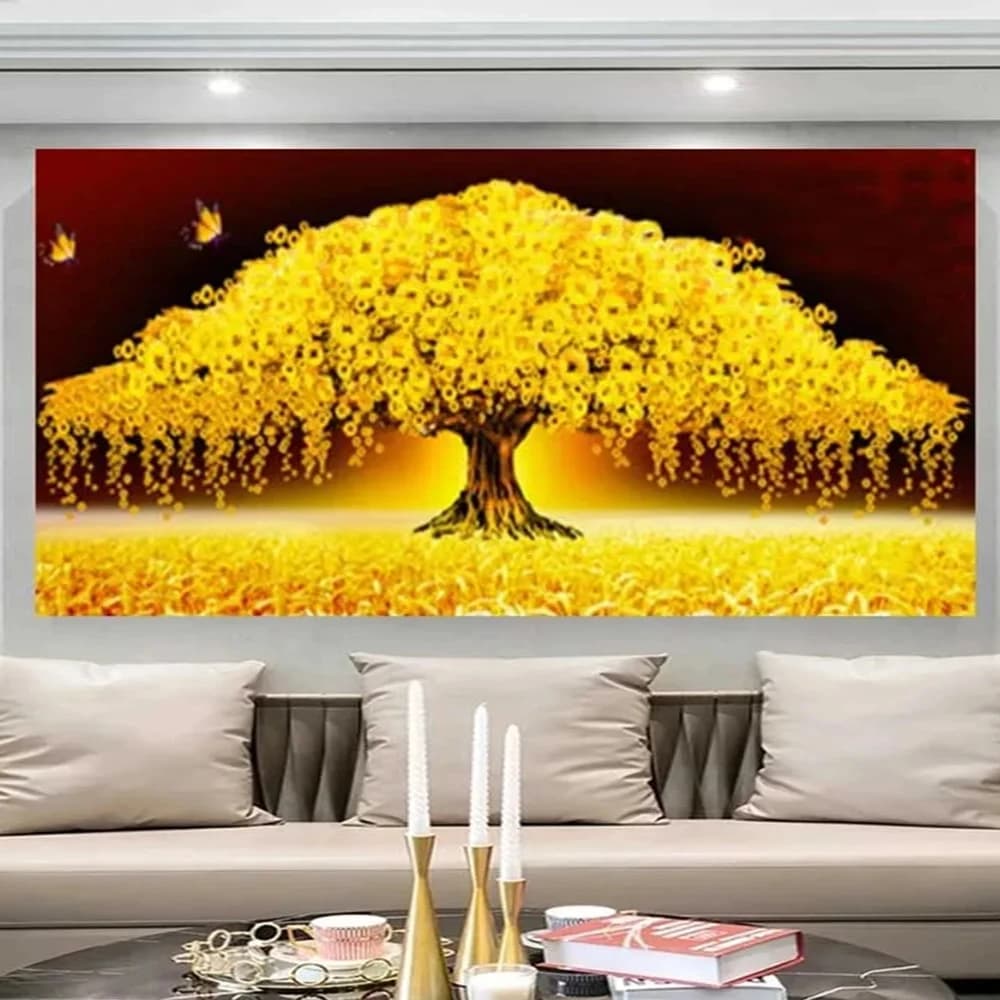 Pittura diamante 5D fai da te moderna immagine dell'albero dei soldi dorati di strass kit di ricamo a punto croce mosaico albero della vita Decor
