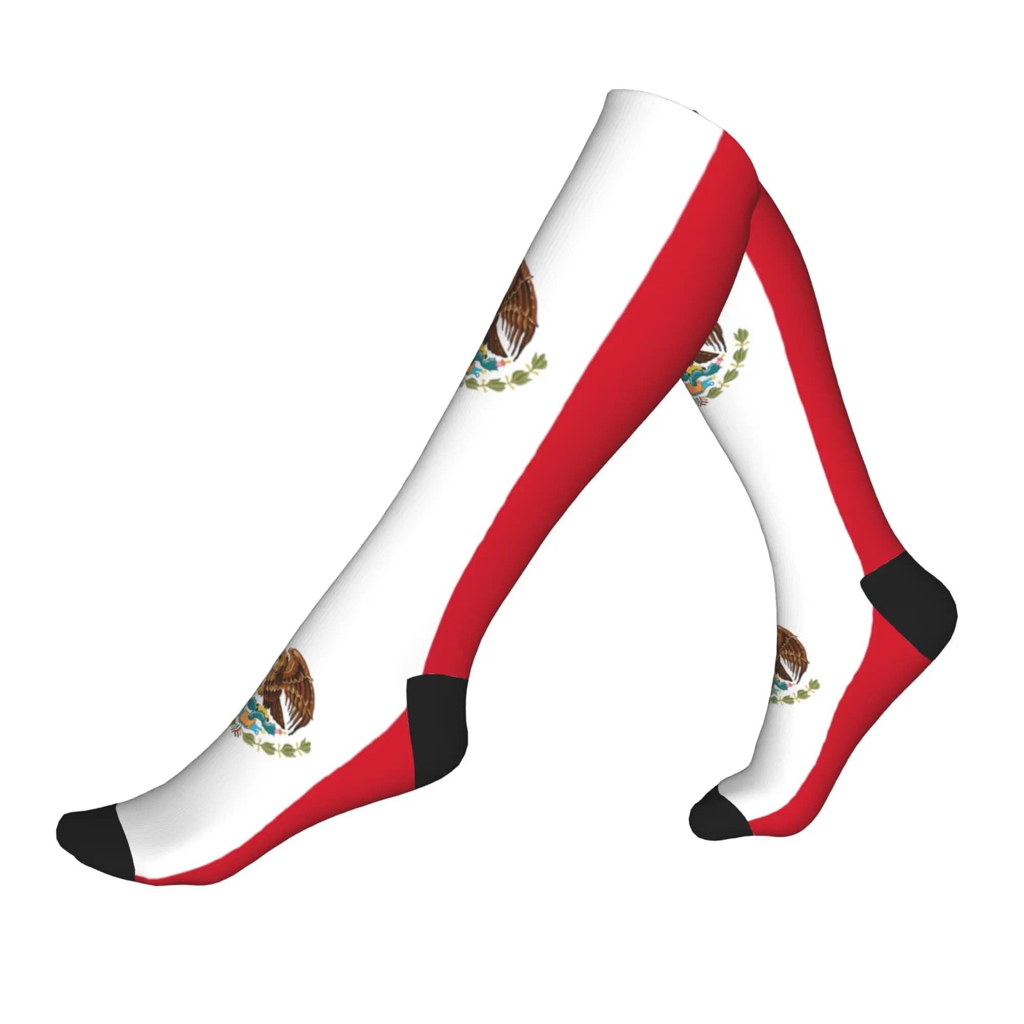Calzini sportivi a compressione con bandiera messicana e stemma del Marocco per uomo e donna, calzini unisex divertenti con stampa 3D