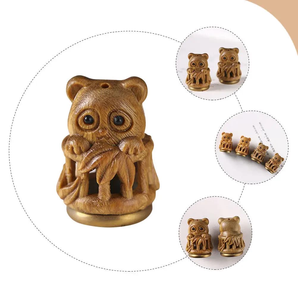 Ciondolo in Legno a Forma di Panda, Ciondolo Traforato Apribile, Decorazione per Auto, Portachiavi, Accessorio Gioiello, Diffusore di Aromi