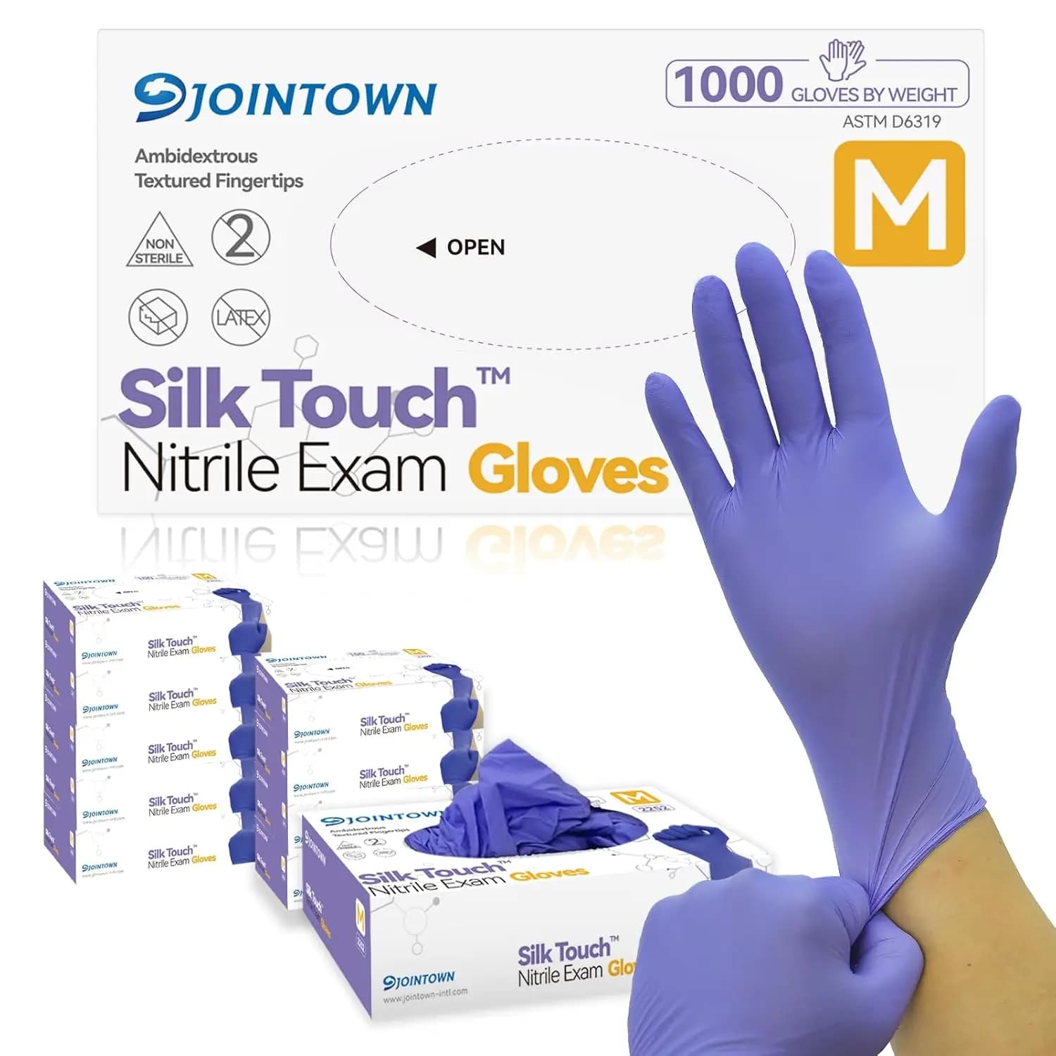 Guanti in Nitrile per Esami, Blu Ghiaccio, Monouso, Senza Lattice e Senza Polvere, per Esami, Preparazione Alimenti, Pulizie, Taglia Media, Confezione da 1000