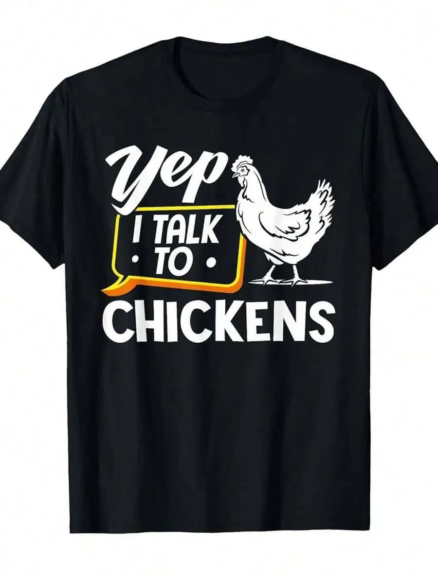 Top Picklocalyep I Talk To Chickens - Funny Chicken Lover Farming Fun Canadian Fashion Graphic Soft Cotton Unisex, T-Shirt, 100% Cotton Trendy Y2K Short-Sleeve Tee-Soft, Quick-Drying, Moisture-Wicking, Great Gift for Christmas or Halloween.