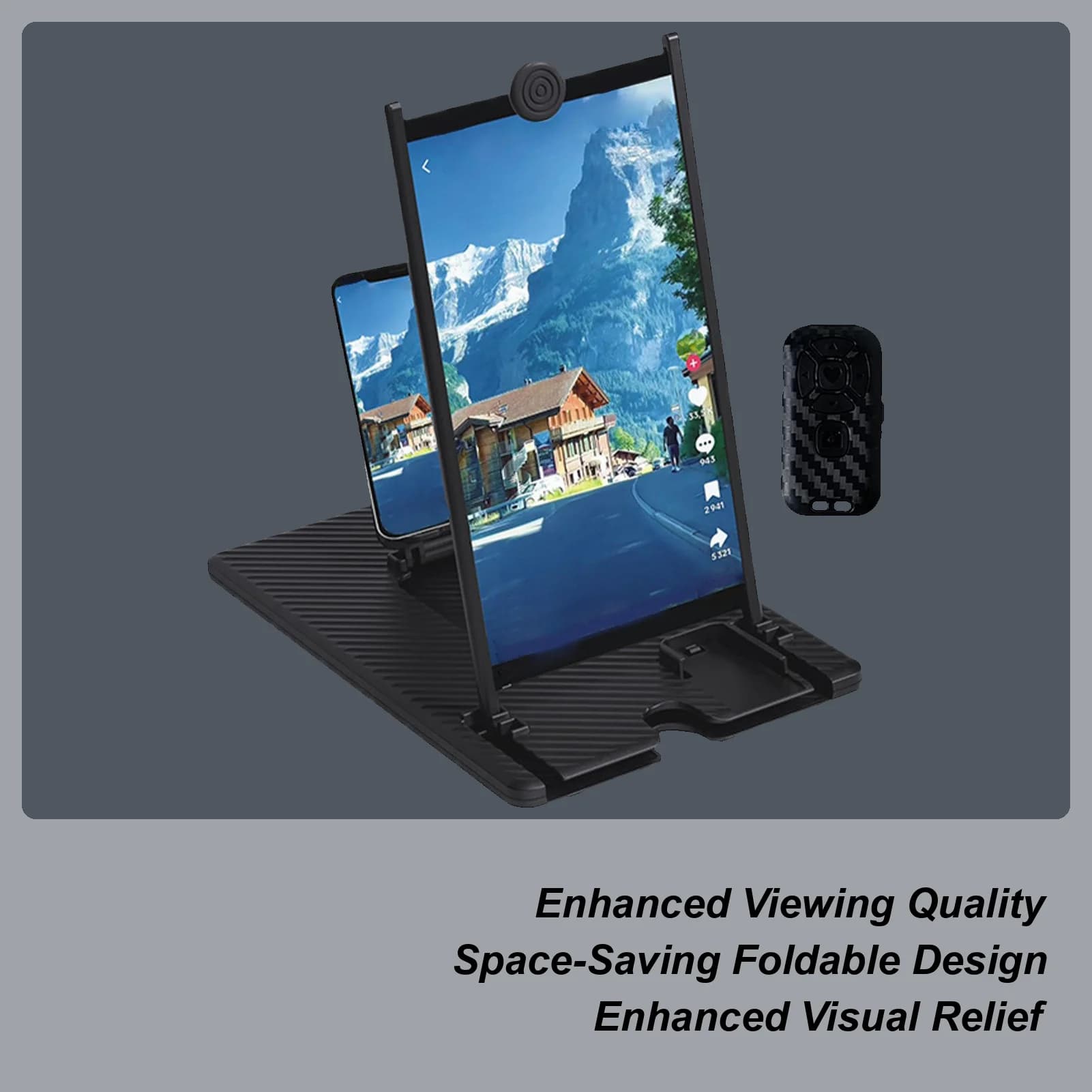 Lente d'ingrandimento per schermo da 12/14 pollici Lente d'ingrandimento per telefono cellulare 3D HD Supporto pieghevole per schermo per proiettore con telecomando wireless