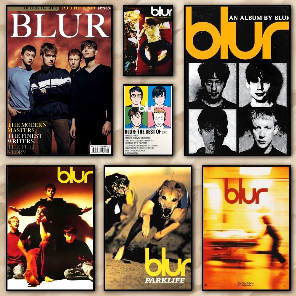 B_Blur Rock Roll Band Painting Calligraphy High Quality Canvas Poster Wall Art For Office Restaurant Home Decoration Set