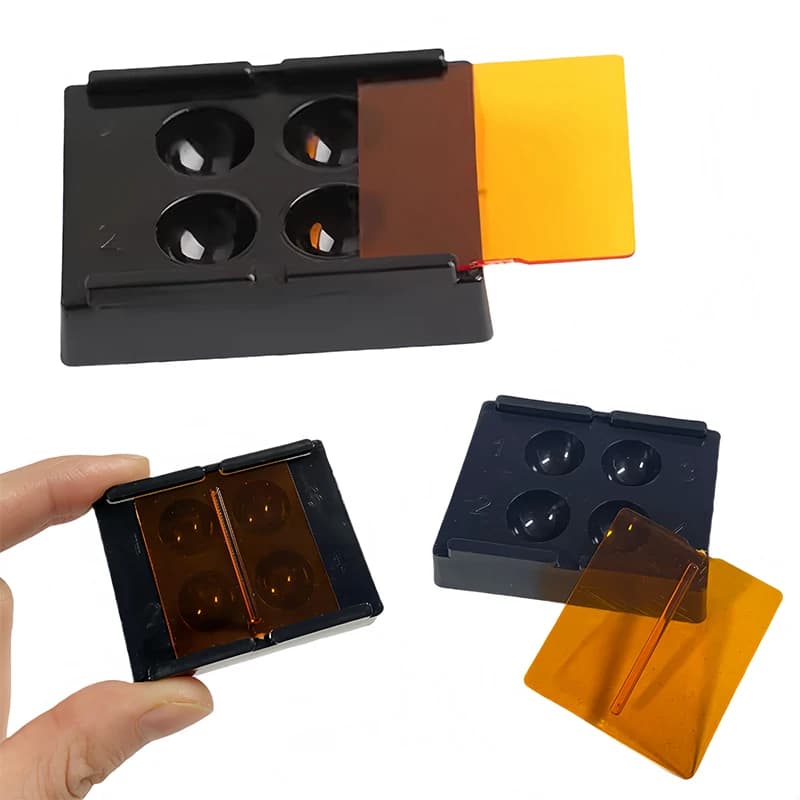 Scatola porta resina dentale a 4 fori con coperchio, palette per denti, contenitore per protesi, scatola per molari, strumenti per organizzare le sfumature per dentisti