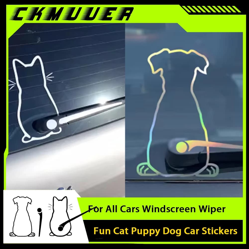 Fun Cat Puppy Dog Car Stickers Car Exterior Stickers Art Design Window Rear Glass Car Decoration Car Styling Stickers And Decals