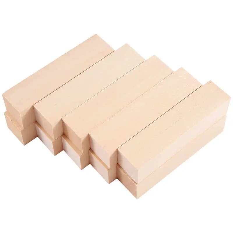 Blocchi di Legno Grezzo per Intaglio (Confezione da 10) 4 X 1 X 1 Pollici, Kit Fai-da-Te per Progetti Artigianali in Legno di Tiglio, Set per Principianti, Tendenza 2025