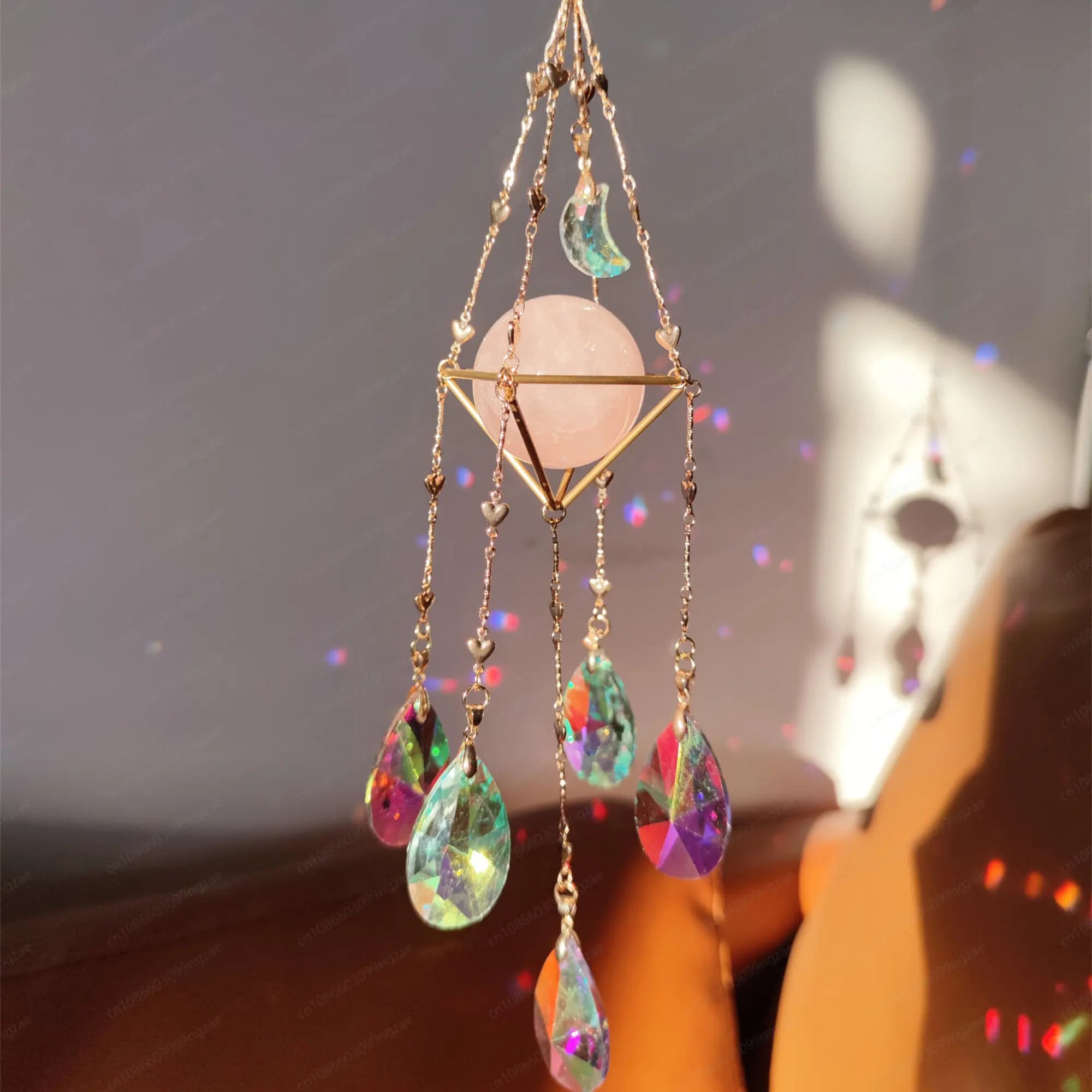 Sun Catcher Crystal Ball Wind Chime Bottom Support Customized Wind Chime Window and Shadow Pendant Dream Rainbow Sunshine Gift