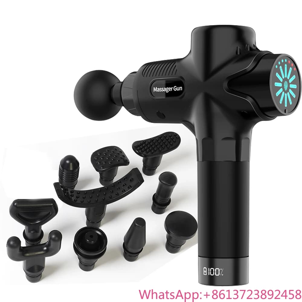 2024 Portable Muscle Gun Massage Pen Carbon Fiber Massage Massage Gun Massage Gun with LCD Touch Screen Drop Transport