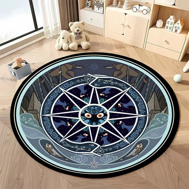 Free shipping! Mystical Compass Round Rug for Artistic Spaces round carpet for home sofa bedroom, gift