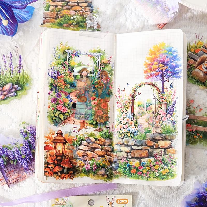 10 pcs INS Garden landscape stickers pack Decorative Hand Account Diary Album Scrapbooking Material