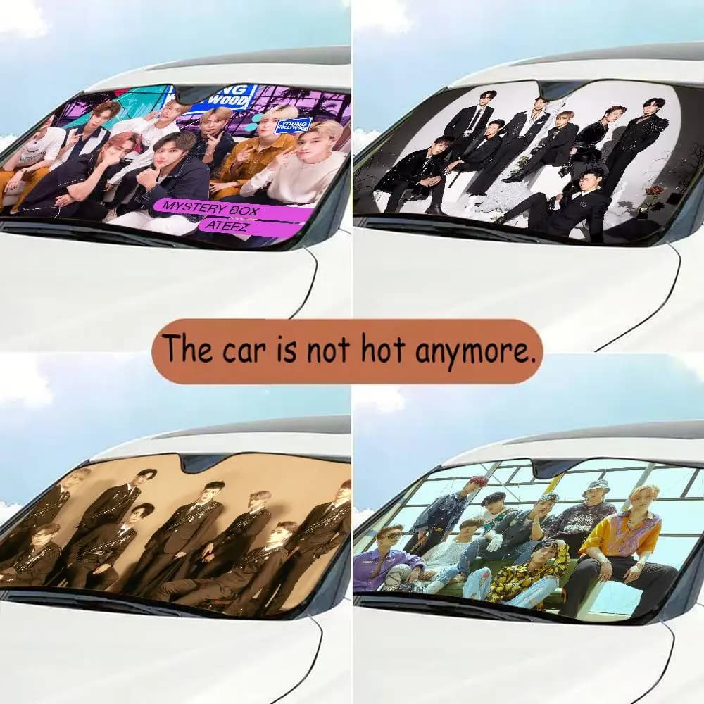 1PC A-ATEEZ KPOP Parasole Riscaldato per Parabrezza Auto, Copertura per Finestrino, Protezione Solare per Auto