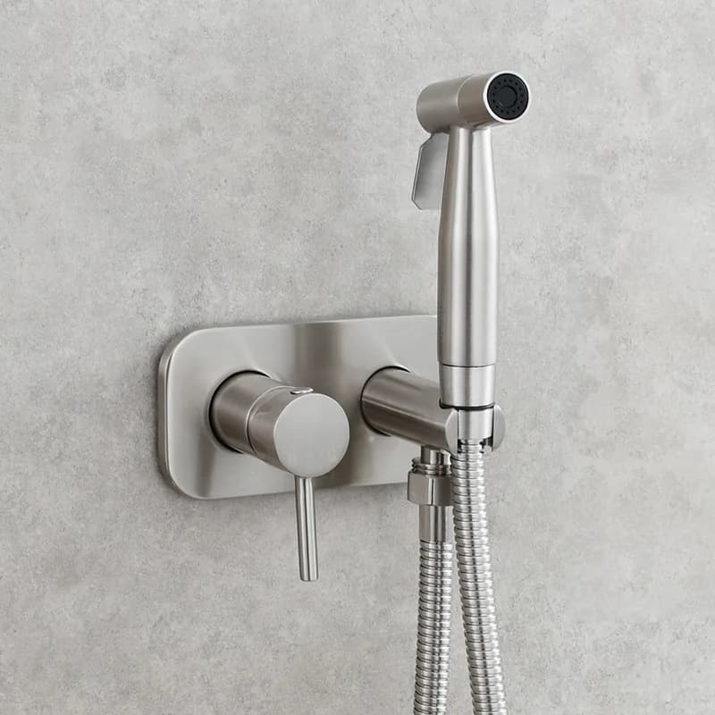 Set spruzzatore per bidet portatile in rame spazzolato oro Set spruzzatore per rubinetto per bidet per WC portatile Ugello per doccia Rubinetto per WC autopulente