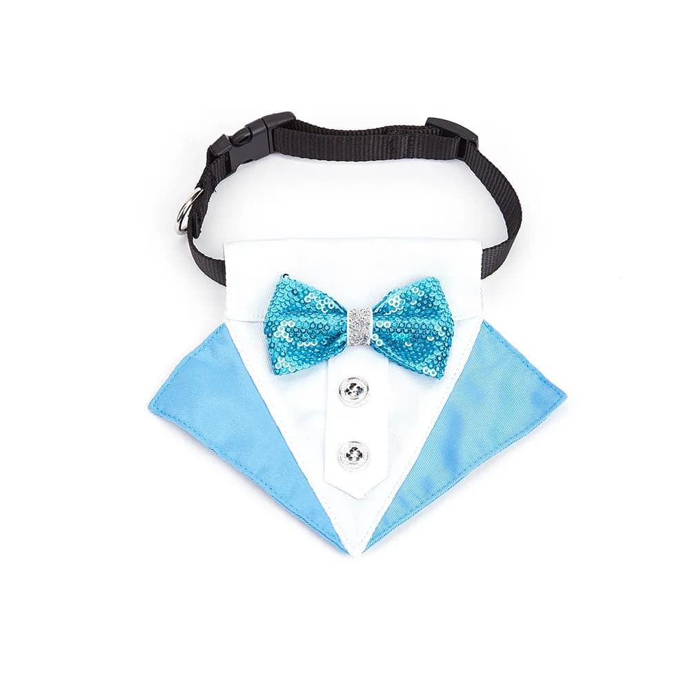 Collare con papillon scintillante per animali domestici e bandana triangolare con finiture glitterate Accessori per collo da matrimonio per cani e gatti