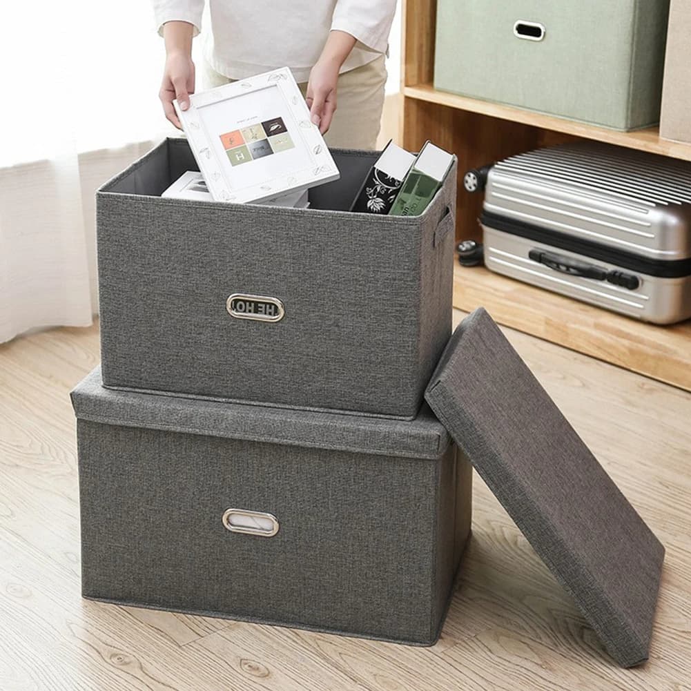 Fabric Folding Box for Organization and Storage in the Wardrobe, with Cover, Home Organizer and Guardaroba