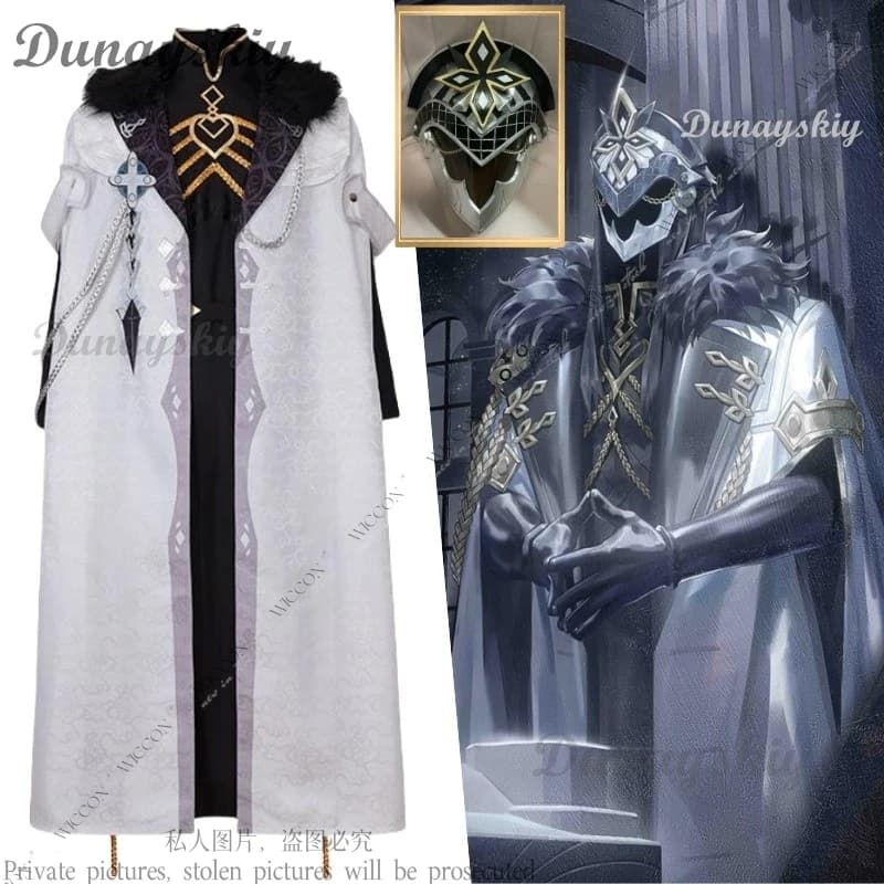 Genshin Impact Eleven Fatui Harbinger Cospaly Costume Cloak Mask Face Shield Black Uniform Halloween Party Capitano Captain